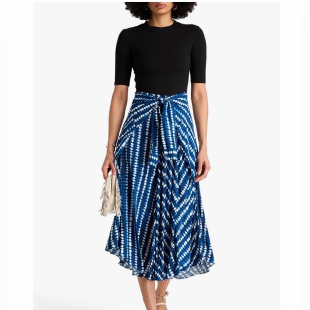 Maje Blue and White A-Line Skirt